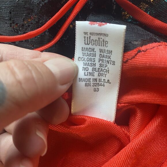Vintage Formfit Rogers Red/Black Nylon Lace Camisole Lingerie Top. 34/S. USA. - Picture 8 of 12